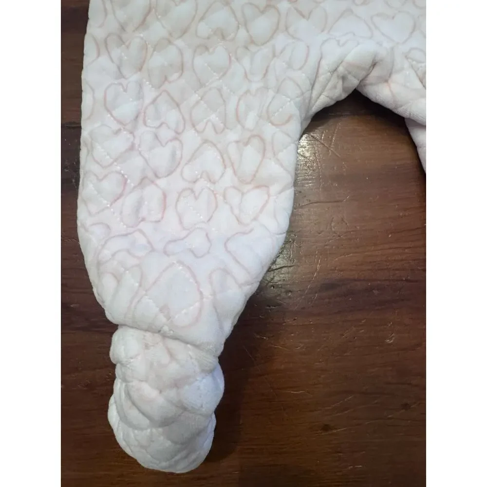 Nordstrom Light Pink Heart Print Bunting Suit 9 months Quilted Bear Suit Warm